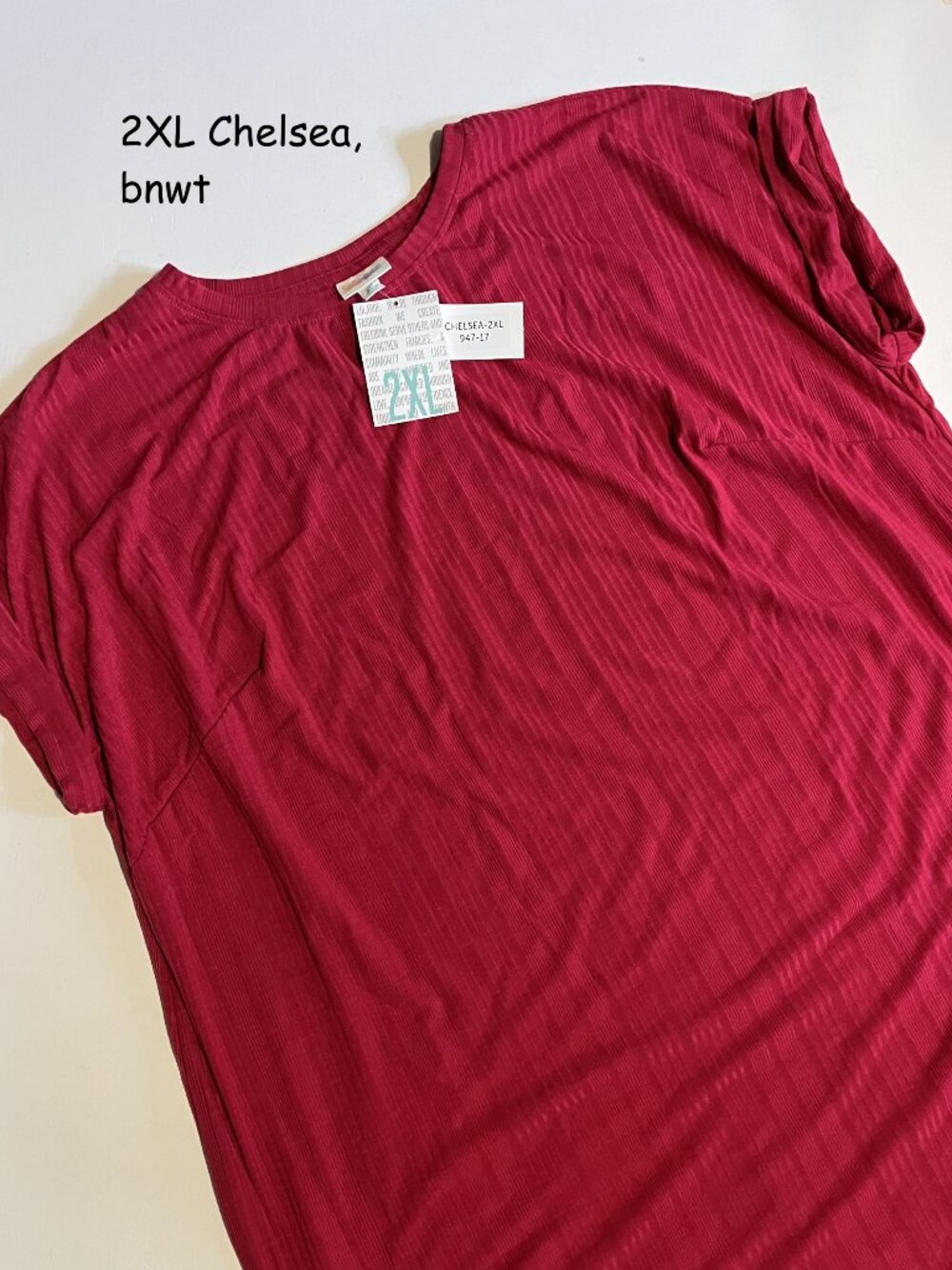 2XL Lularoe Chelsea t-shirt dress, hot pink, ribbed
